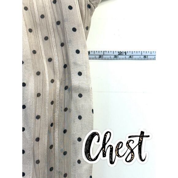 Roz & Ali Womens XL Polka Dot Blouse Beige Tie Neck 3/4 Sleeve Bubble Hem Top - Picture 11 of 15